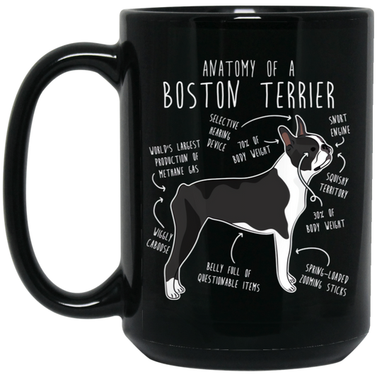 Anatomy of a Boston Terrier 15oz Black Mug