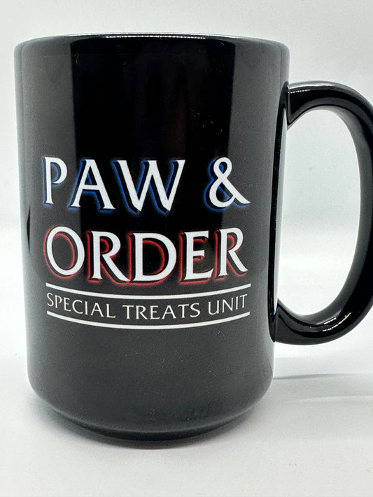15 oz  Paw & Order Black Mug