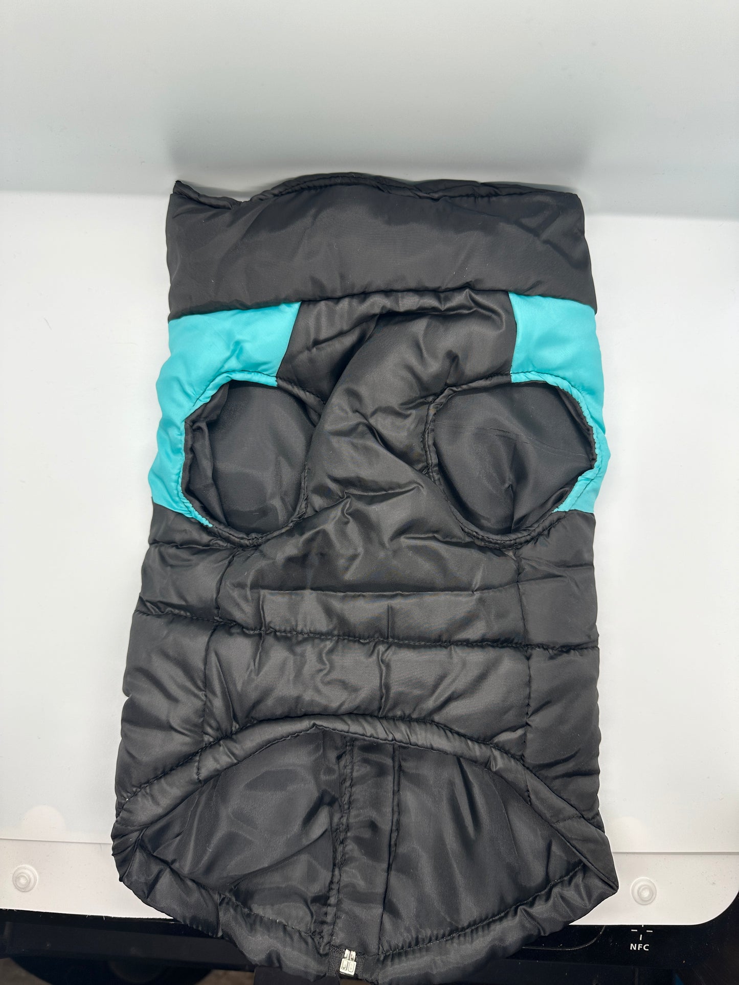 Black and Sky Blue Warm, Padded, Waterproof Dog Vest/Coat