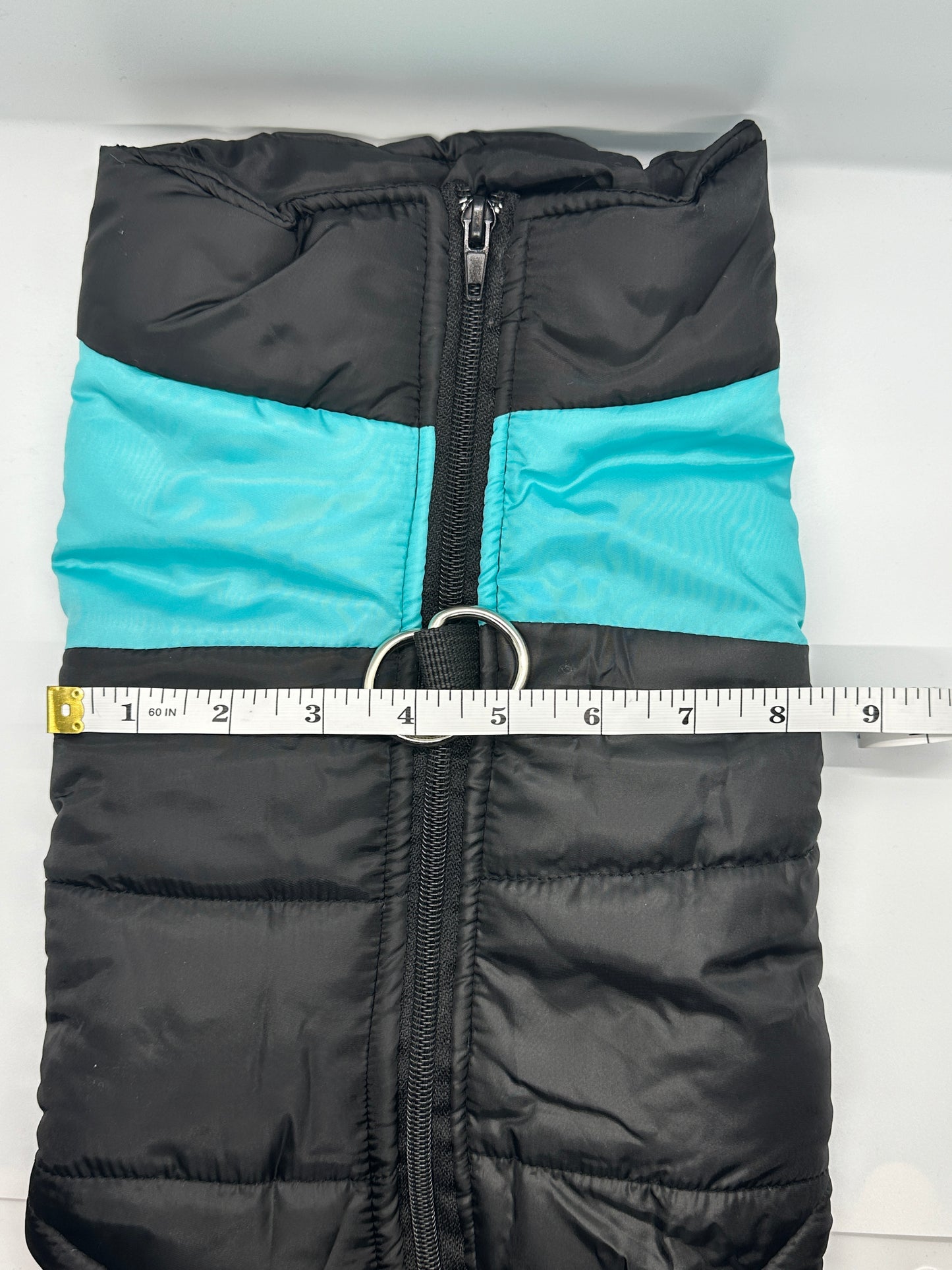 Black and Sky Blue Warm, Padded, Waterproof Dog Vest/Coat
