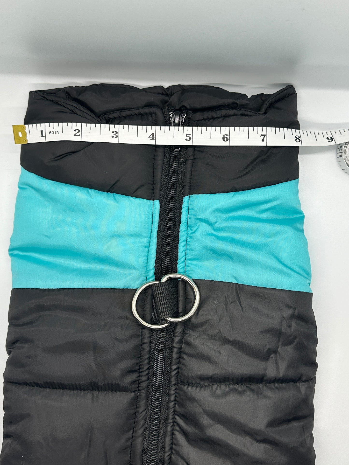 Black and Sky Blue Warm, Padded, Waterproof Dog Vest/Coat