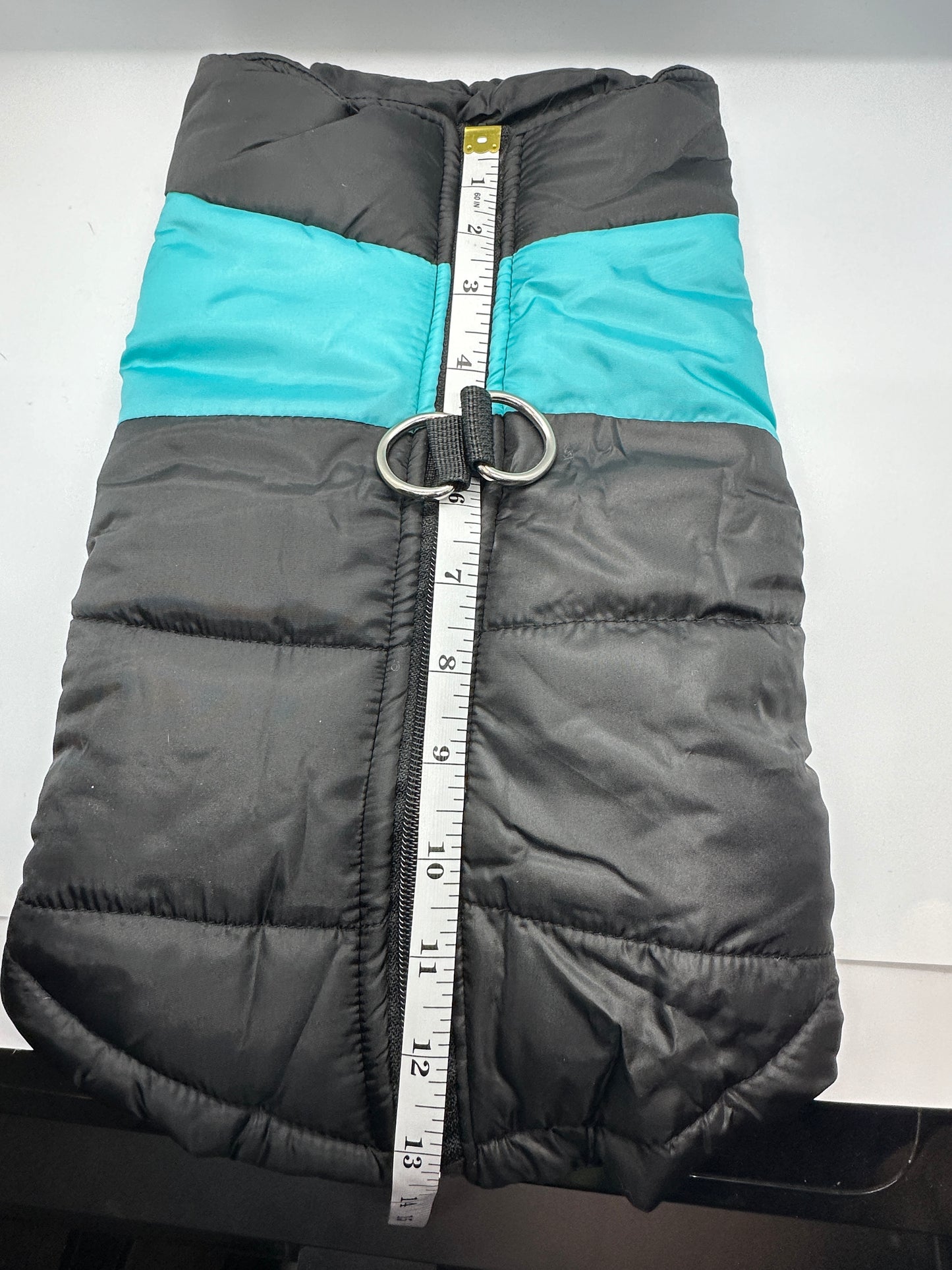 Black and Sky Blue Warm, Padded, Waterproof Dog Vest/Coat