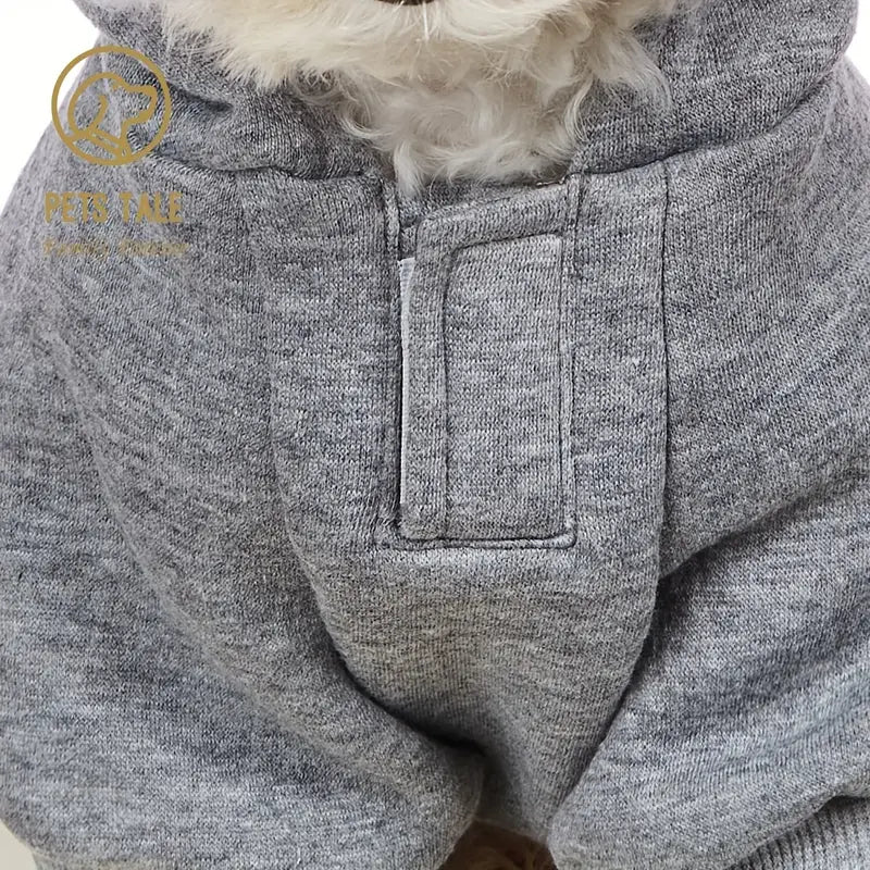 Gray Camo Dog Hoodie with hole for leash/collar access