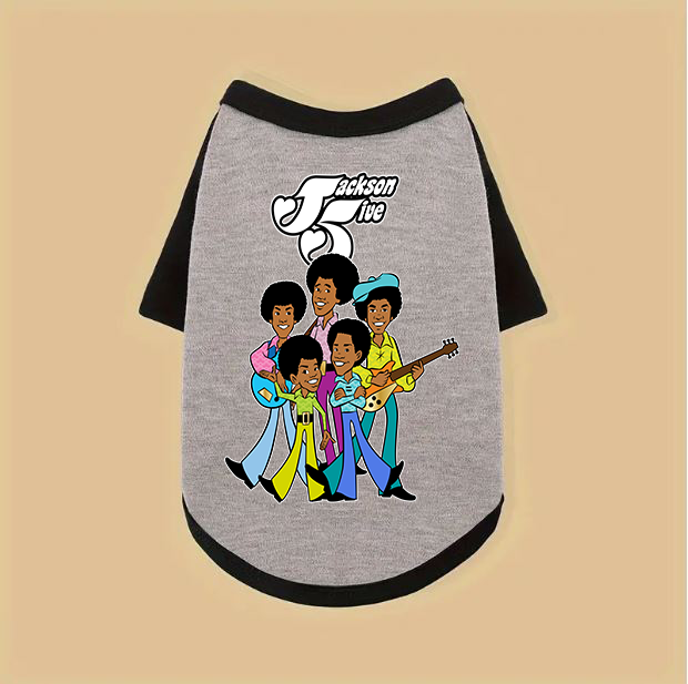 Jackson 5ive Cartoon Gray & Black Raglan Dog TShirt