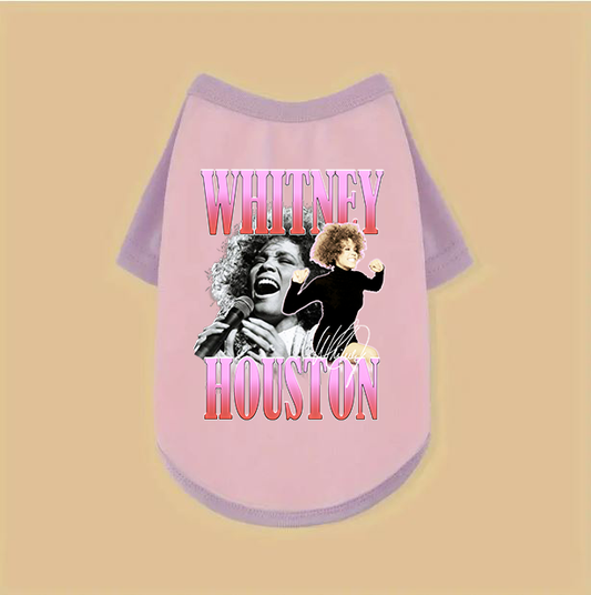 Whitney Houston Pink Raglan Dog T Shirt