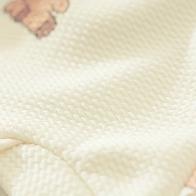Cream Bear Textured Dog T Shirt w/ Ruffled Sleeves & Leash Ring - Spoiled Rotten Pup
