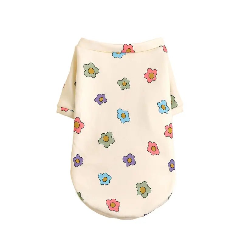 Cream Floral Cartoon Design Dog Sweatshirt - Spoiled Rotten Pup