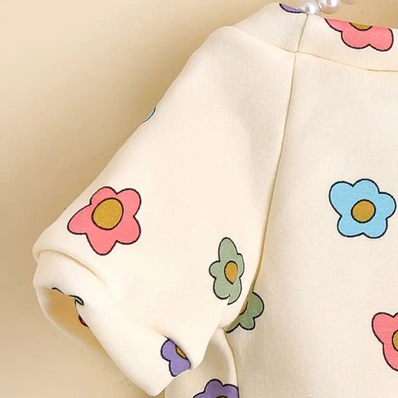 Cream Floral Cartoon Design Dog Sweatshirt - Spoiled Rotten Pup