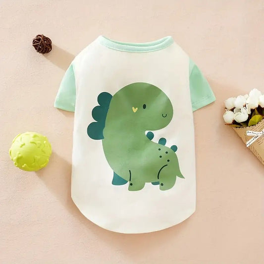 Dinosaur Cartoon Graphic Dog T Shirt - Spoiled Rotten Pup