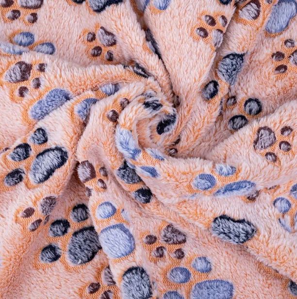 Light Brown Soft Dog Blanket with Brown/Black Paws - Spoiled Rotten Pup