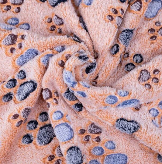 Light Brown Soft Dog Blanket with Brown/Black Paws - Spoiled Rotten Pup