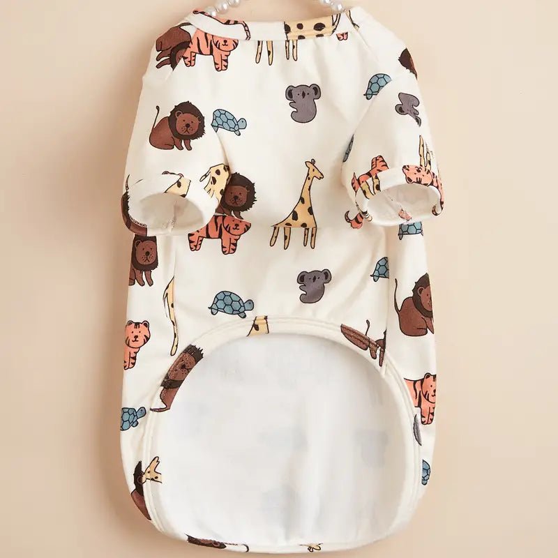 Multi-color Zoo Animal Printed T-Shirt For Small & Medium Dogs - Spoiled Rotten Pup