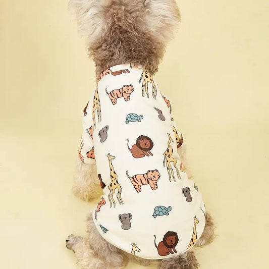 Multi-color Zoo Animal Printed T-Shirt For Small & Medium Dogs - Spoiled Rotten Pup