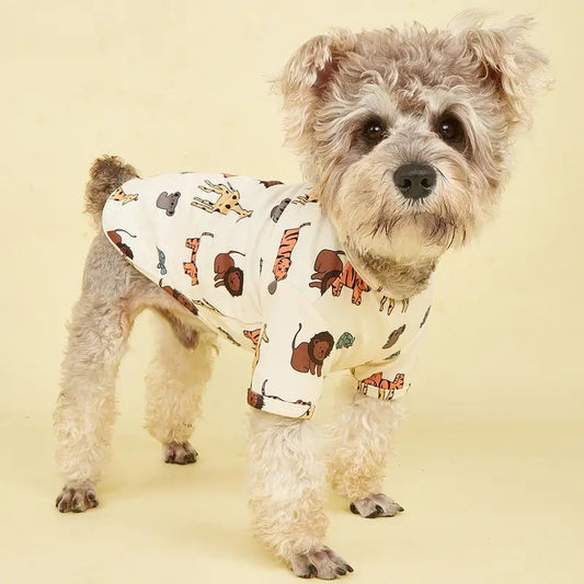 Multi-color Zoo Animal Printed T-Shirt For Small & Medium Dogs - Spoiled Rotten Pup