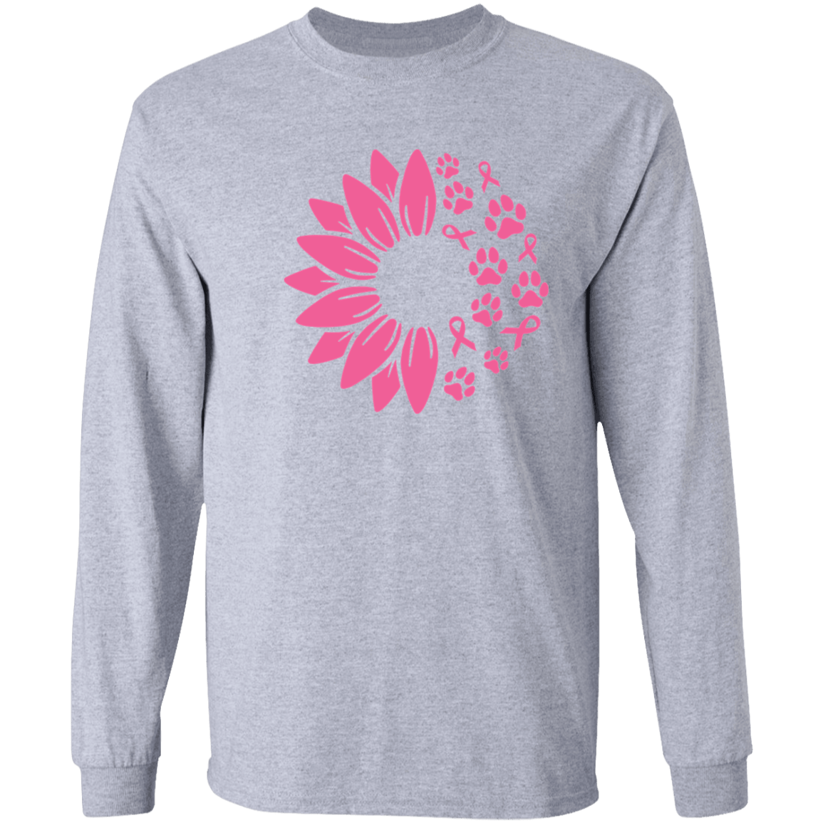 Paws for the Cause Breast Cancer Awareness Long Sleeve T Shirt or Hoodie - Spoiled Rotten Pup