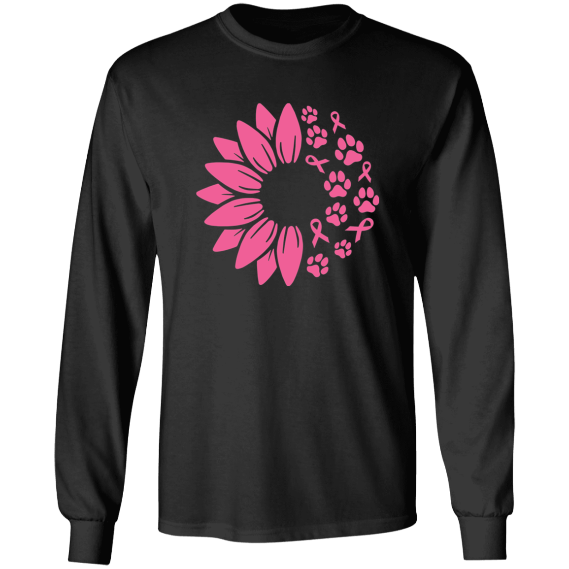Paws for the Cause Breast Cancer Awareness Long Sleeve T Shirt or Hoodie - Spoiled Rotten Pup