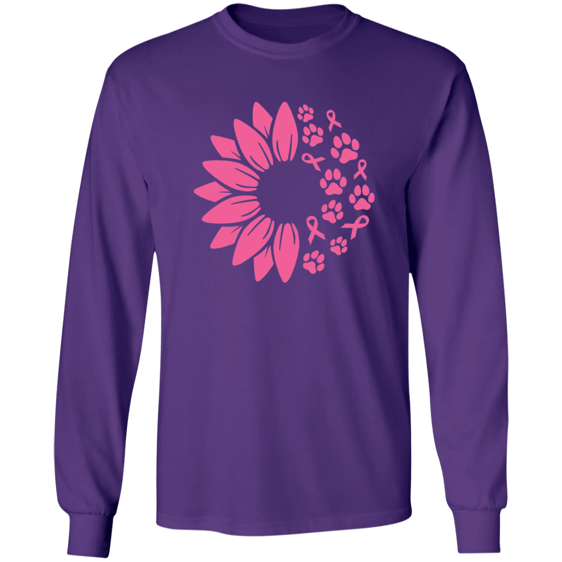 Paws for the Cause Breast Cancer Awareness Long Sleeve T Shirt or Hoodie - Spoiled Rotten Pup