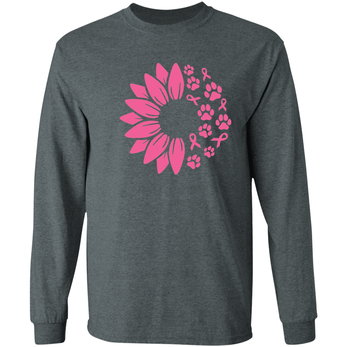 Paws for the Cause Breast Cancer Awareness Long Sleeve T Shirt or Hoodie - Spoiled Rotten Pup