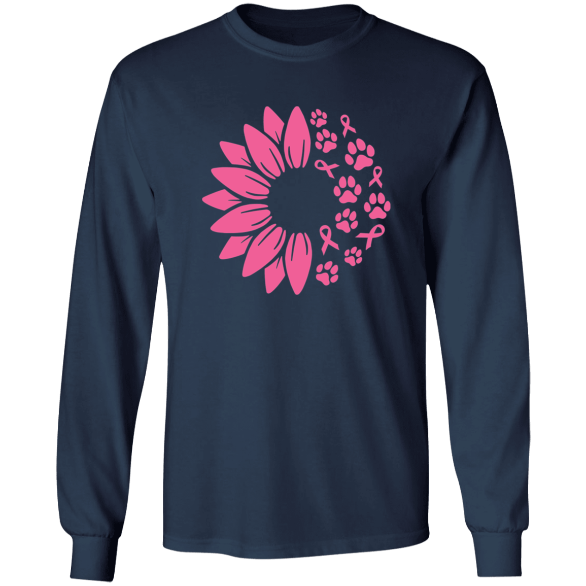 Paws for the Cause Breast Cancer Awareness Long Sleeve T Shirt or Hoodie - Spoiled Rotten Pup