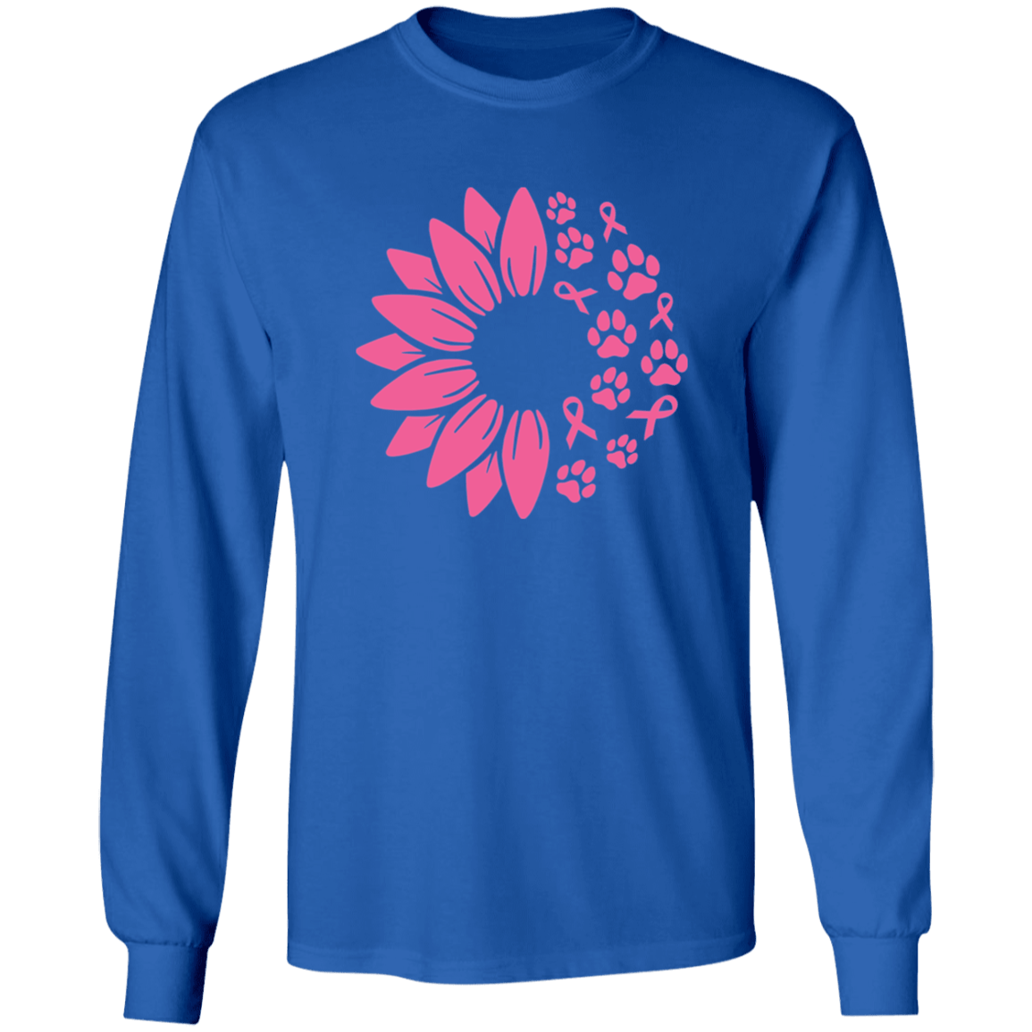 Paws for the Cause Breast Cancer Awareness Long Sleeve T Shirt or Hoodie - Spoiled Rotten Pup