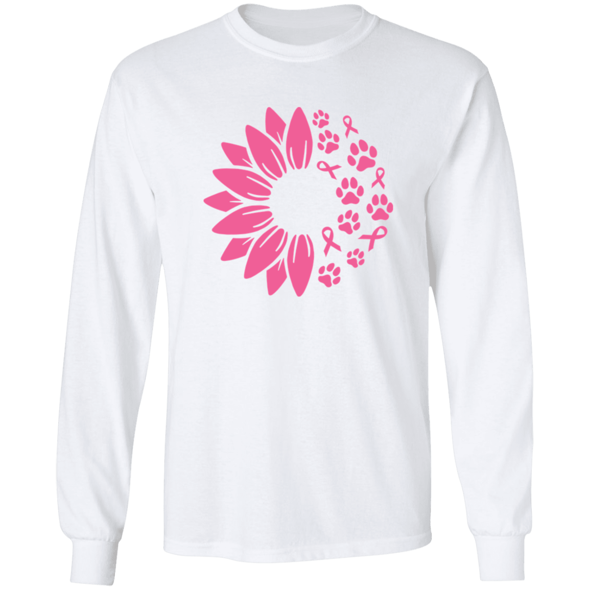 Paws for the Cause Breast Cancer Awareness Long Sleeve T Shirt or Hoodie - Spoiled Rotten Pup