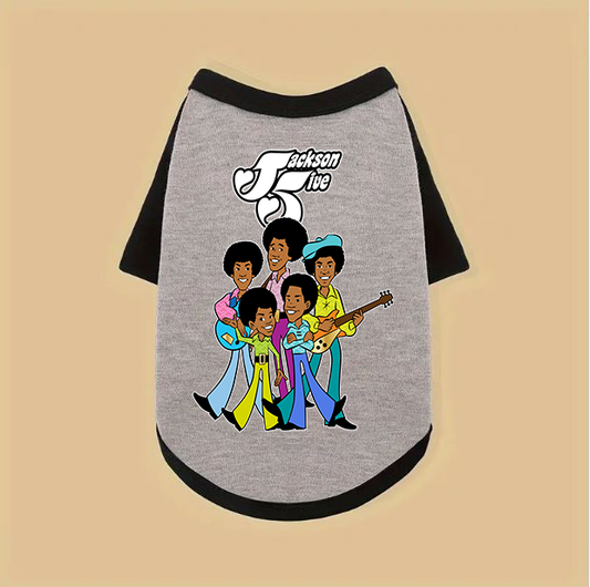 Jackson 5ive Cartoon Gray & Black Raglan Dog TShirt