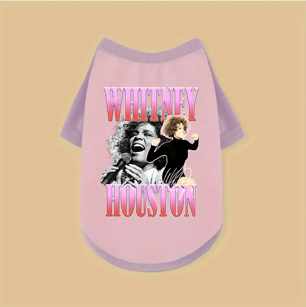 Whitney Houston Pink Raglan Dog T Shirt