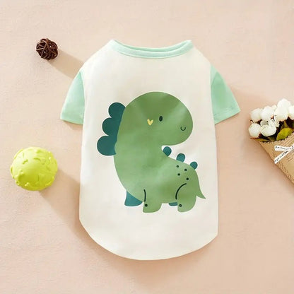 Dinosaur Cartoon Graphic Dog T Shirt - Spoiled Rotten Pup