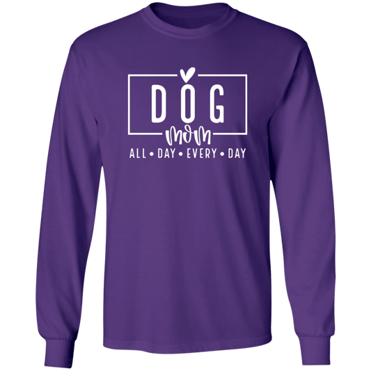 Dog Mom All Day Every Day Long Sleeve T Shirt(available in black or white design) - Spoiled Rotten Pup
