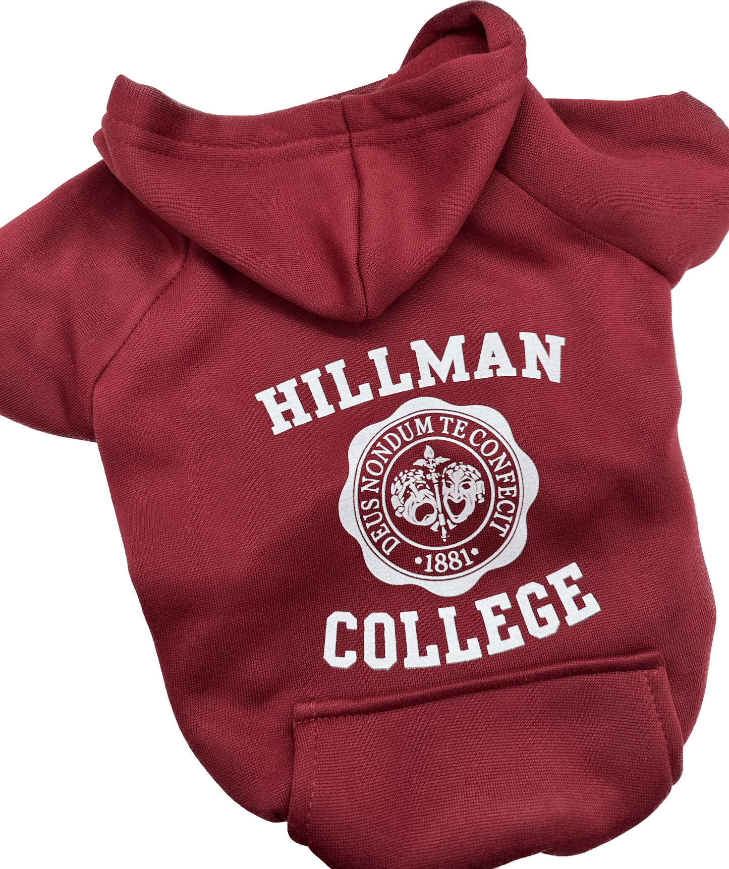 Hillman College Themed Burgundy Dog Hoodie, Gray Sweatshirt, or Gray T Shirt - Spoiled Rotten Pup