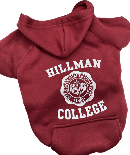 Hillman College Themed Burgundy Dog Hoodie, Gray Sweatshirt, or Gray T Shirt - Spoiled Rotten Pup