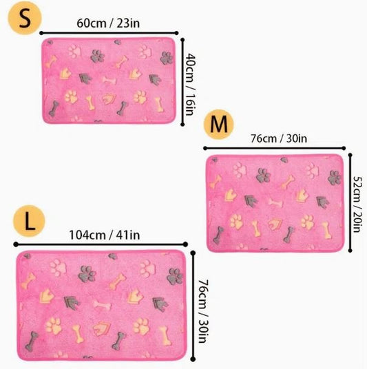 Soft Pink Dog Blanket with Paws, Bones, & Dog House Print - Spoiled Rotten Pup